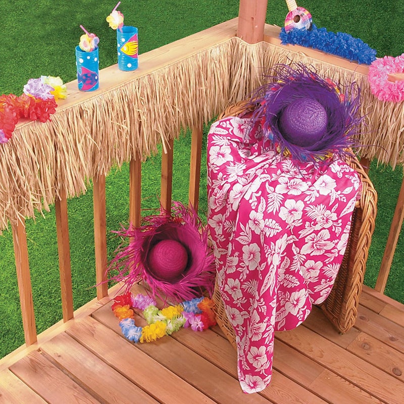 Fun Express Natural Raffia Beach Fringe Decoration (24 ft) for Tiki Luau Party - VBS Vacation Bible School Supplies/Decor - Image 4